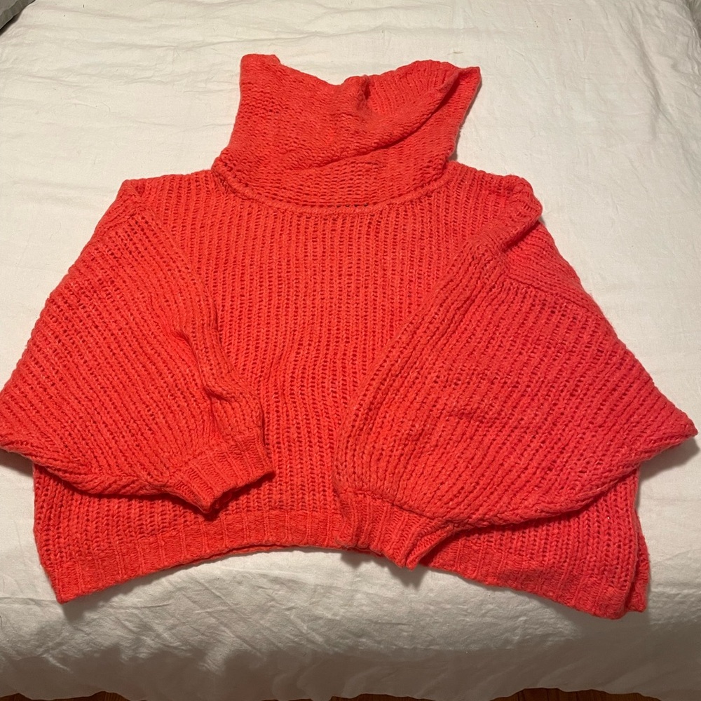 EUC Anthropologie Plus Sized Vibrant Pink Turtleneck Sweater
